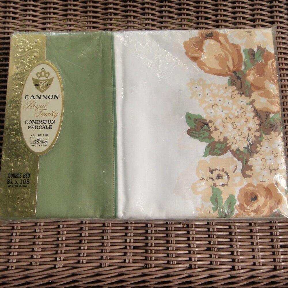 Vintage Cannon Royal Family Percale Dream Song Double Flat Sheet Floral  1 of 2